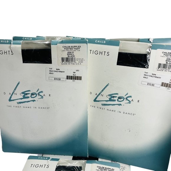 8 Pairs Leo's 409-21 Girl's Small 4-6 Black Supplex Firm Footed Tights - Picture 6 of 9